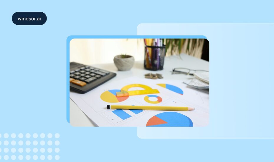 Calculating marketing ROI with charts and a calculator on a desk