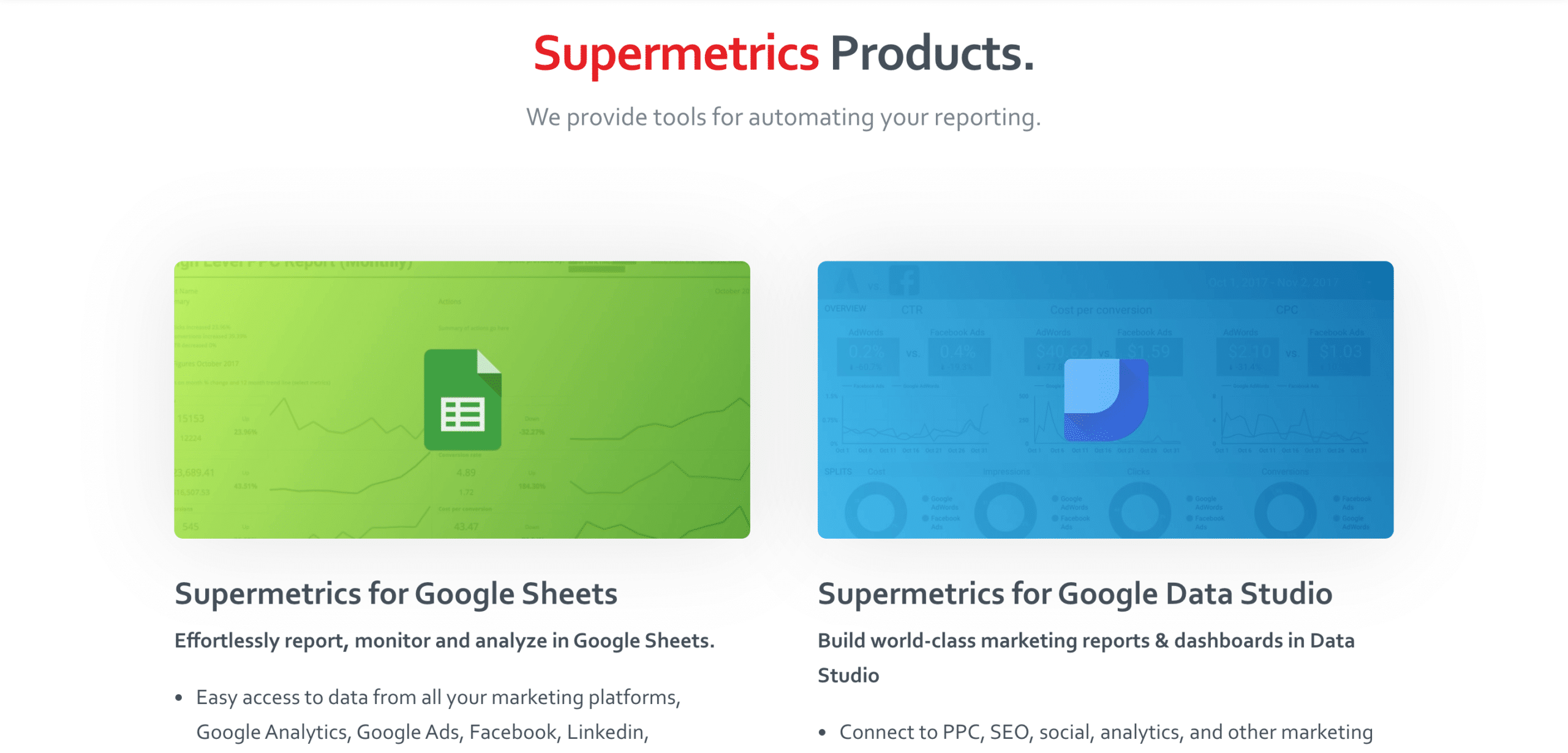 Supermetrics products