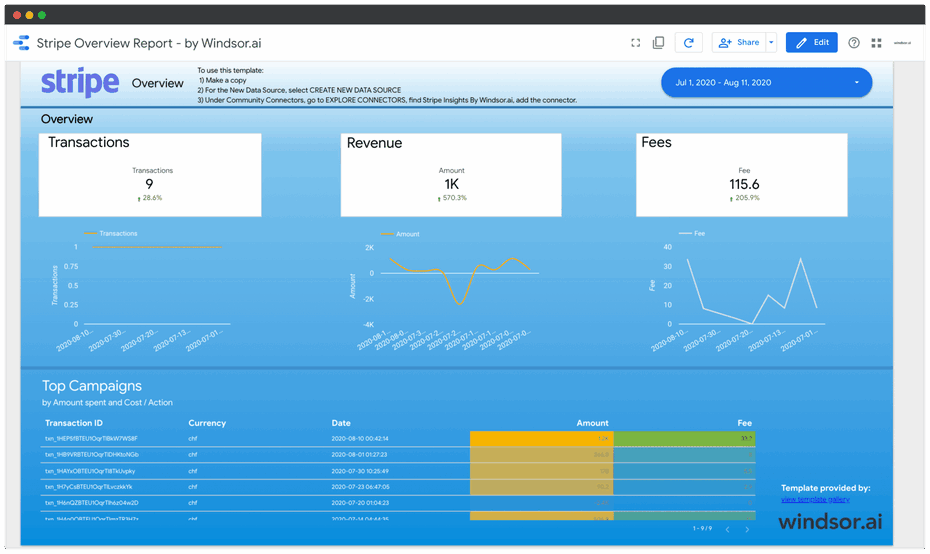 stripe google data studio overview report