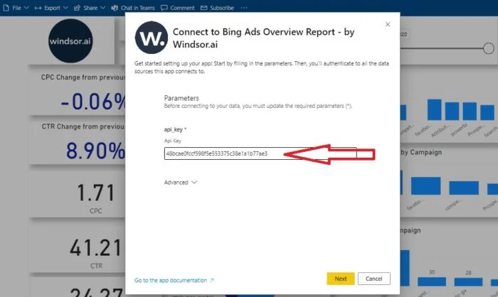 Bing Ads Power BI Report Dashboard Template: Step 5