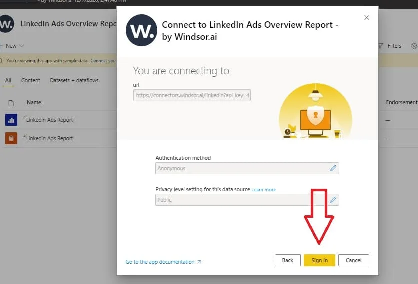 Connect to Linkedin Ads Power BI Overview Report by dwindsor.ai