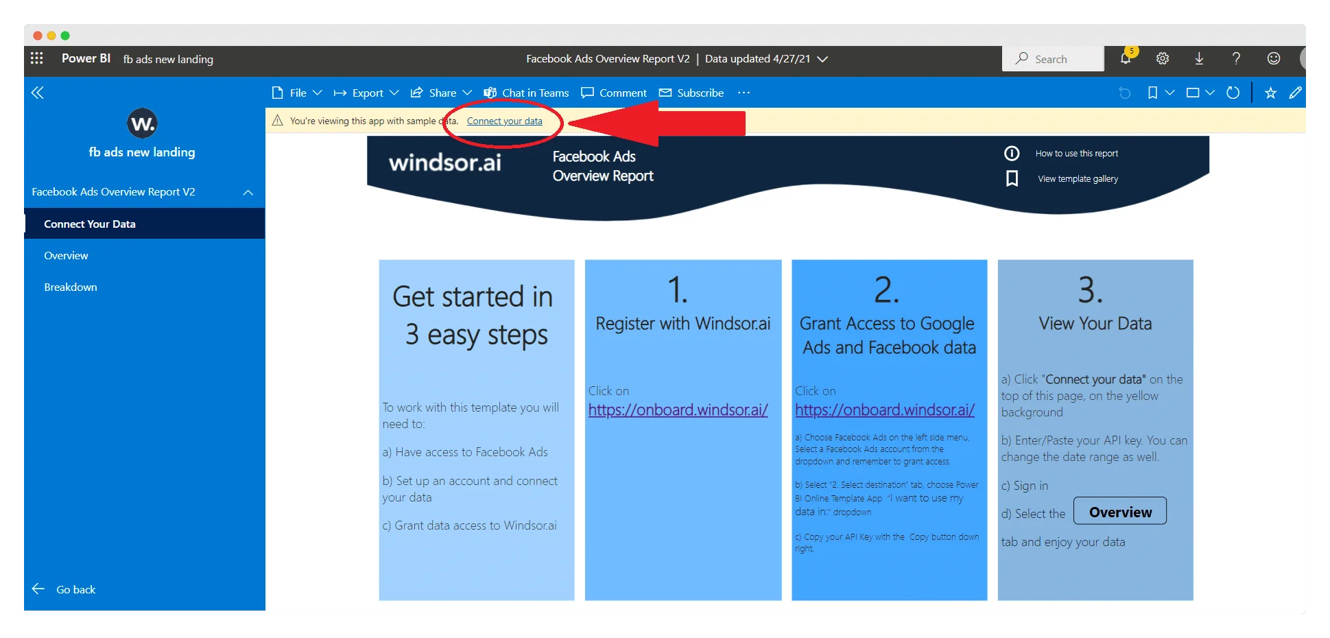 Connect Facebook Ads to Power BI Web