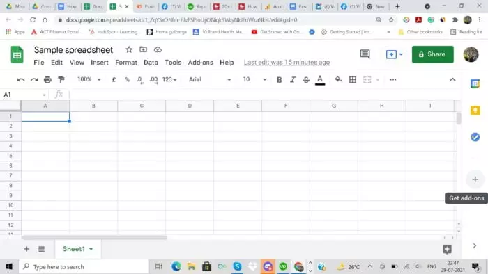 Get add ons Google Sheet