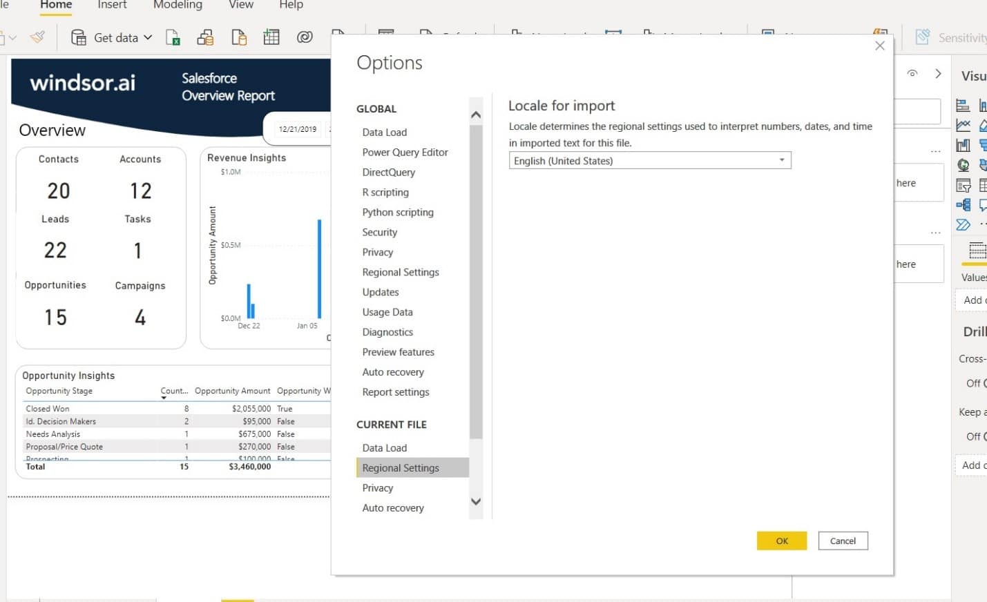 Power BI locale for import