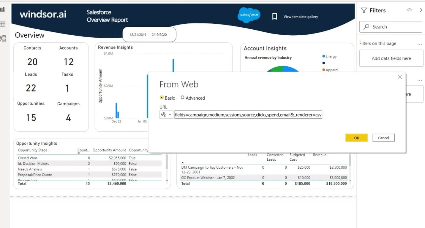 Power BI salesforce overview template