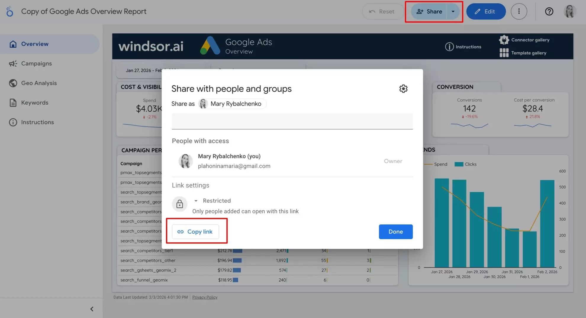 share report looker studio