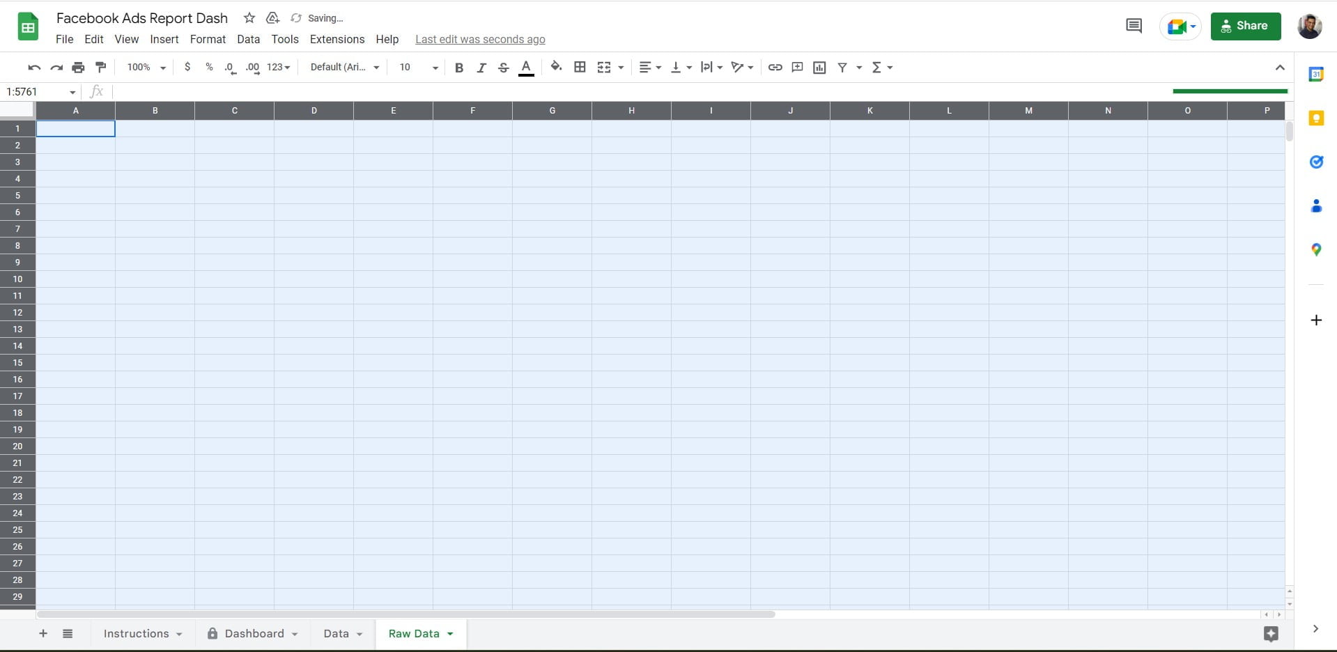 Facebook Ads Report Template for Google Sheets