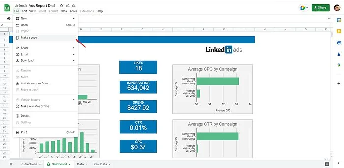 Copy tempalte google sheet