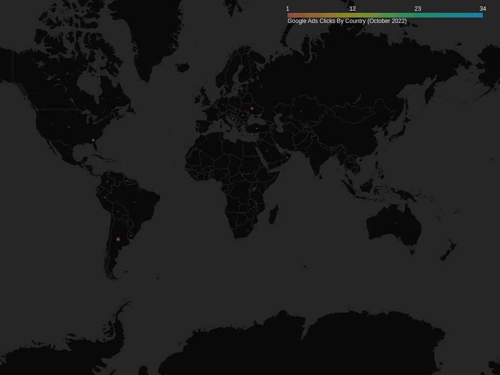 Animated World Map of Ad Impressions and Clicks