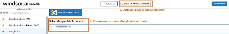 Connect Google Ads Search Queries to Windsor.ai - Steps 4-5