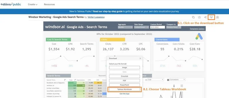 Download free Tableau Template for Google Ads Search Queries
