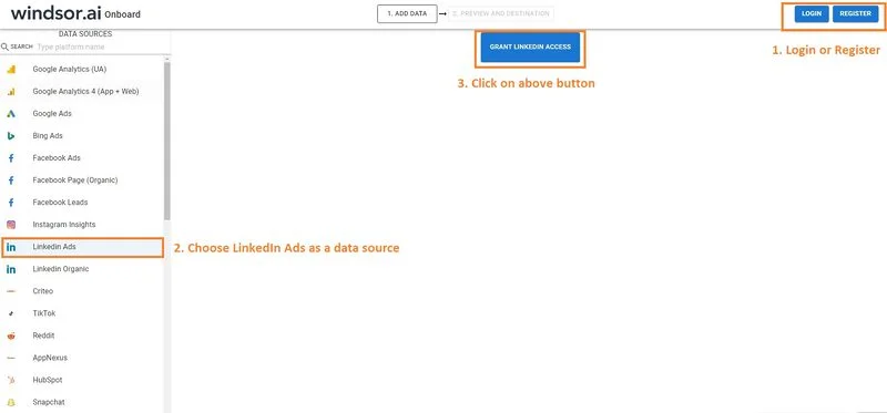 Connect LinkedIn Ads to Windsor.ai