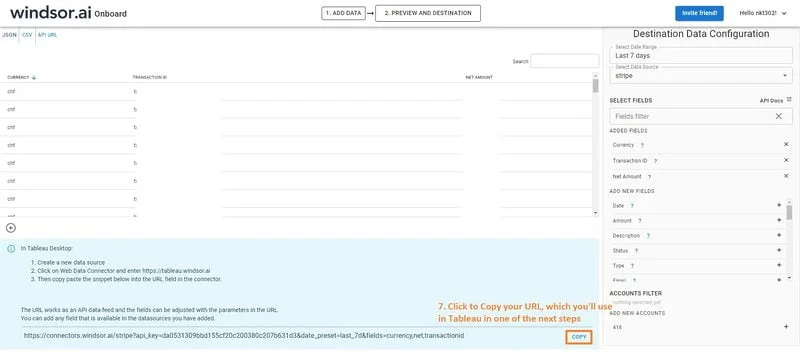 Tableau Stripe Dashboard - Step 7
