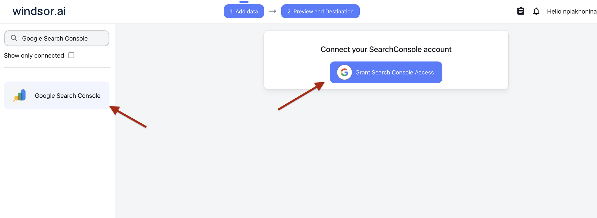 google search console data source