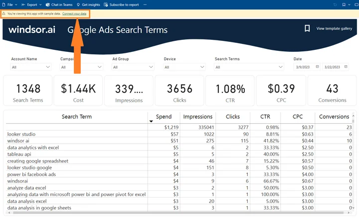 Google Ads Search Terms - Connect your Data