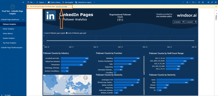 LinkedIn Page Insights Power BI Dashboard Template - Connect your Data