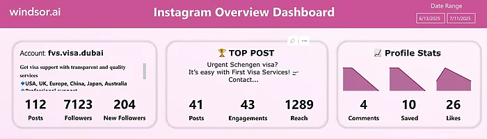 instagram organic performance tracking power bi