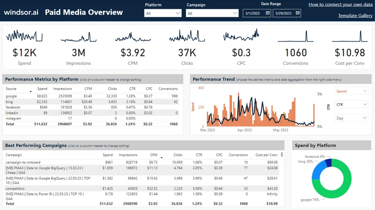 Paid Media Overview Dashboard