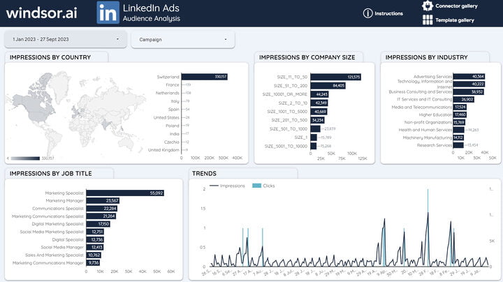 LinkedIn Ads Dashboard - Audience Analysis Page