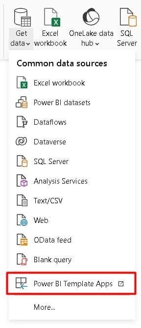 power bi data sources template-apps