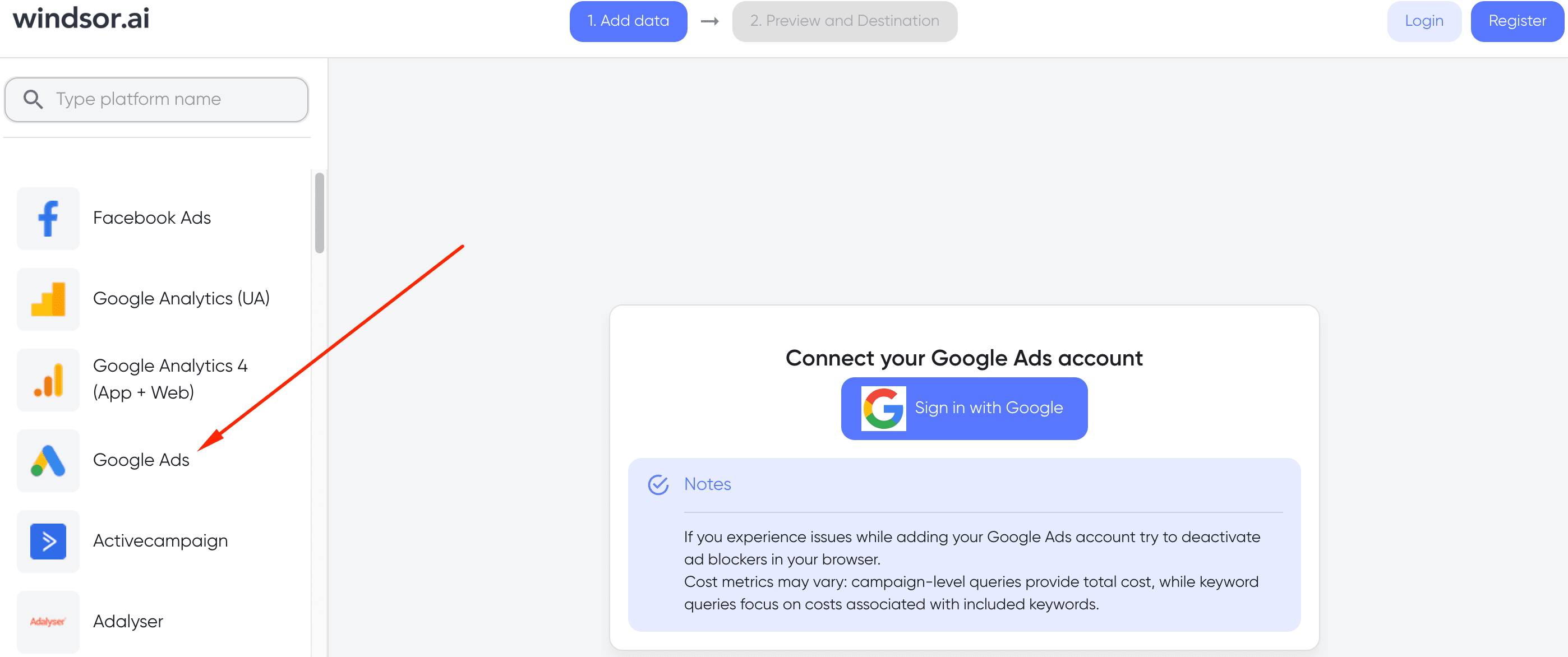 google ads connector
