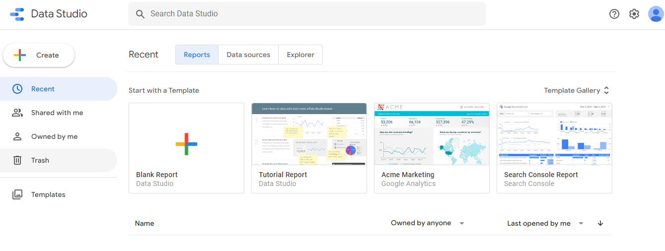 data studio seo report: step 1
