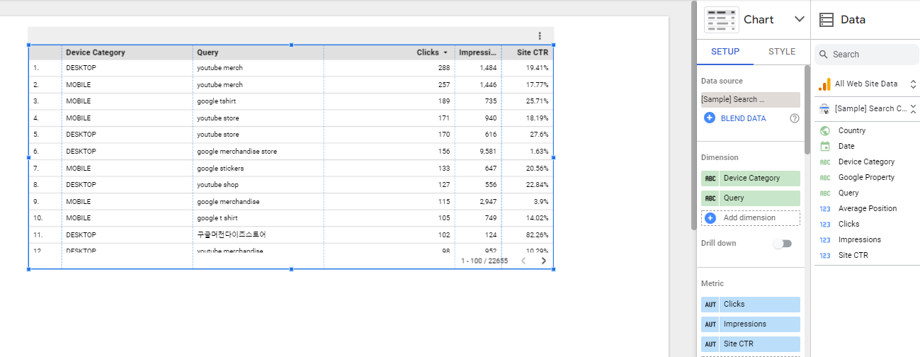 seo data studio template: add tables 3