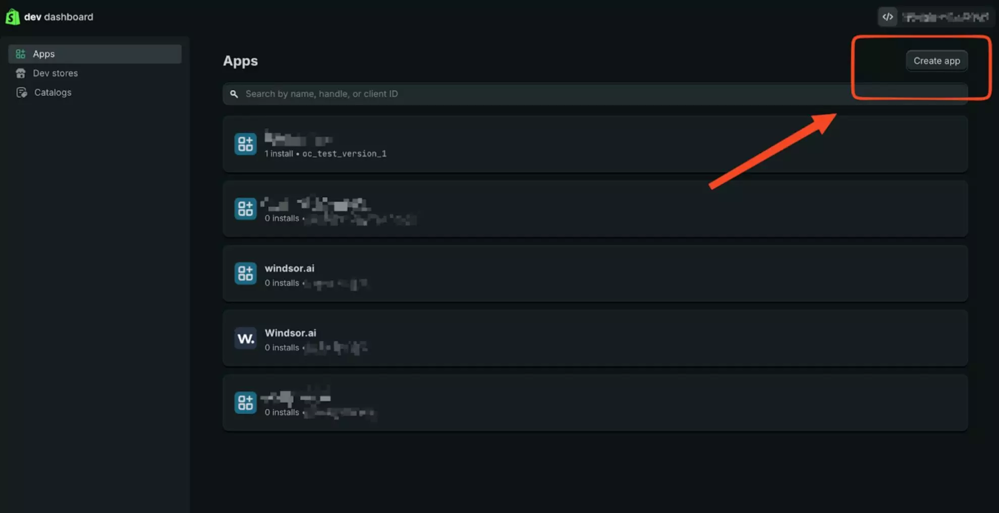 create app shopify dev dashboard