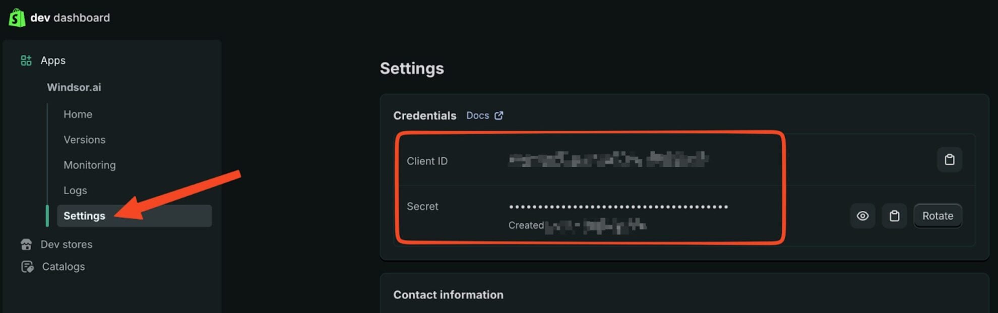 get client id client secret shopify