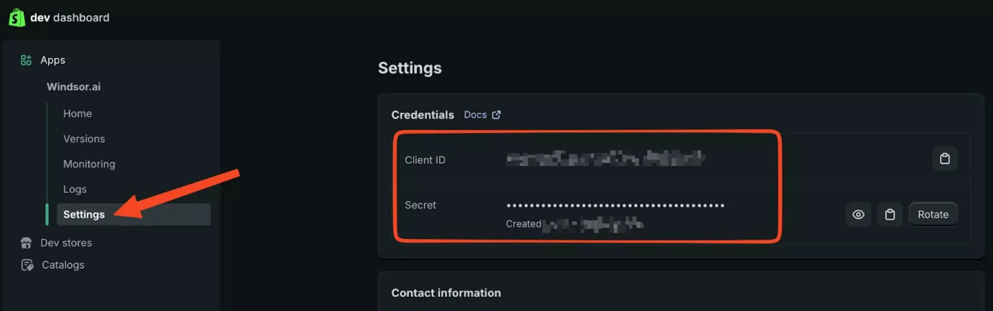 get client id client secret shopify