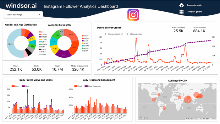 Instagram Followers Tracker Dashboard Templates