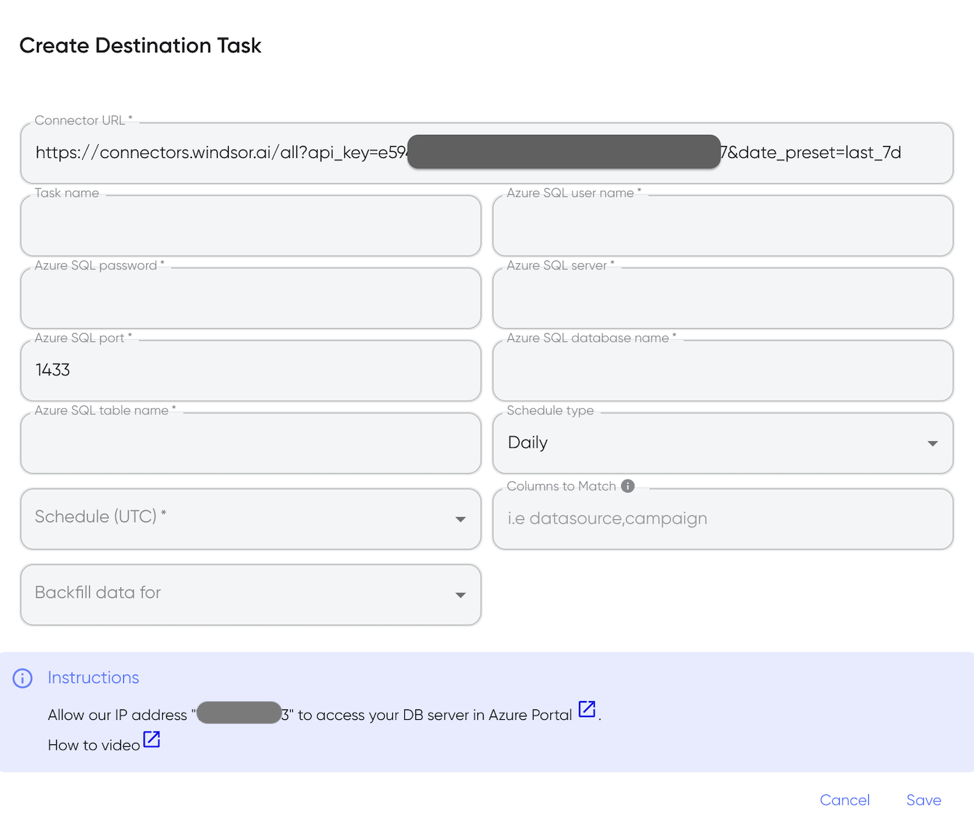 Azure SQL fields