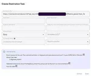 Bigquery destination task