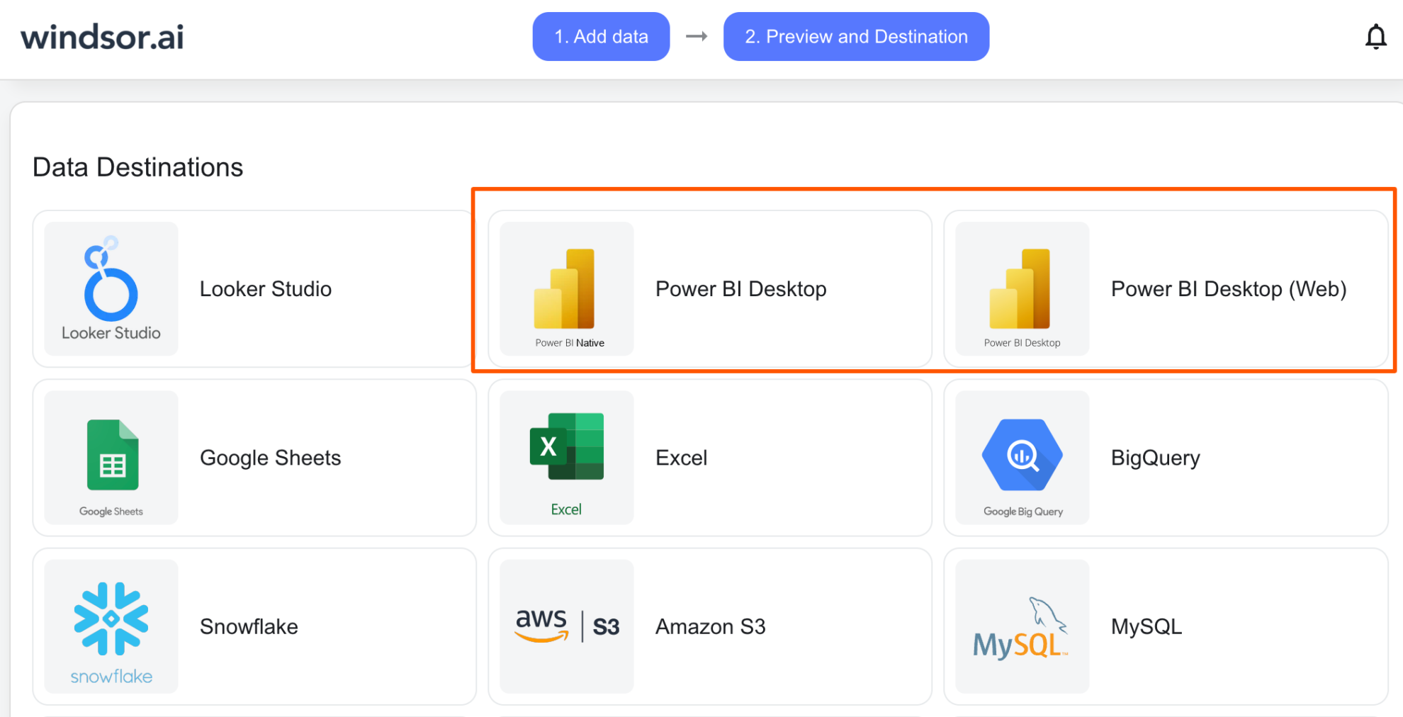 power bi destination