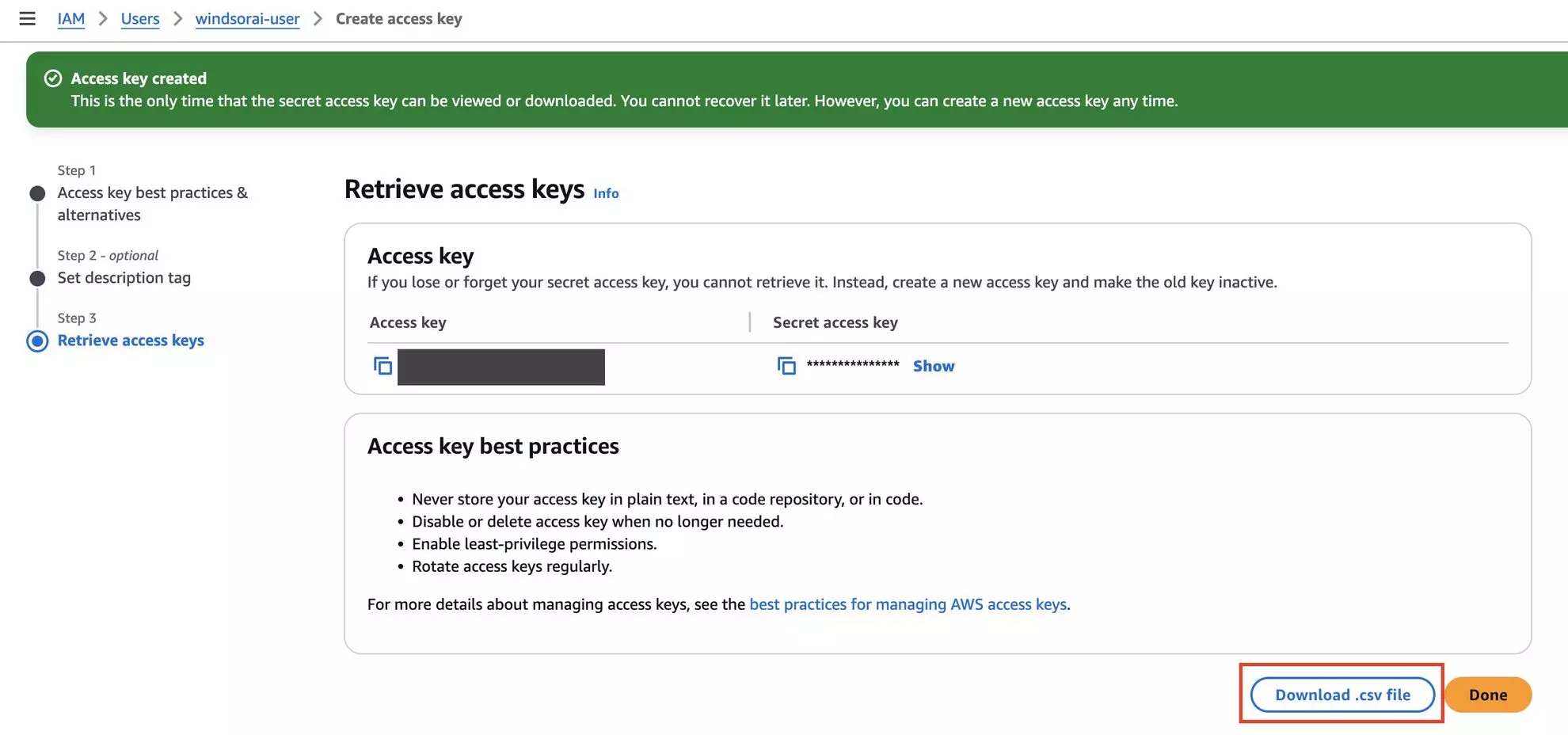 download access key amazon s3