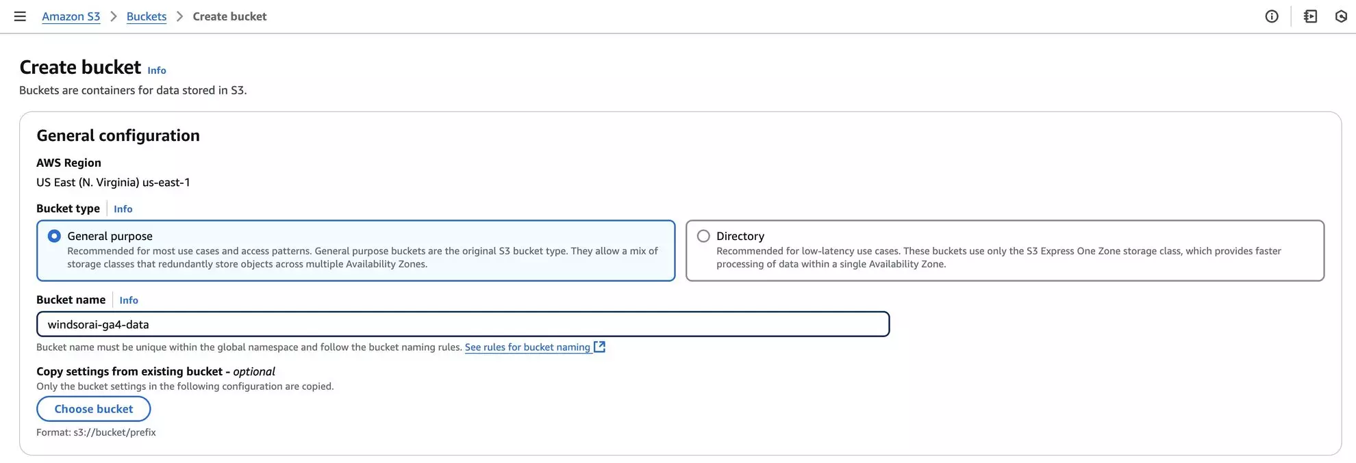 create bucket amazon s3