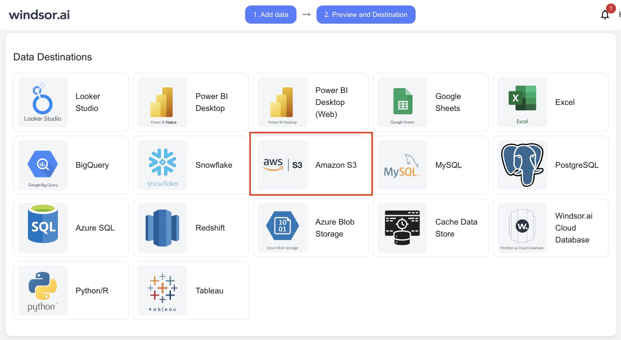 amazon s3 destination