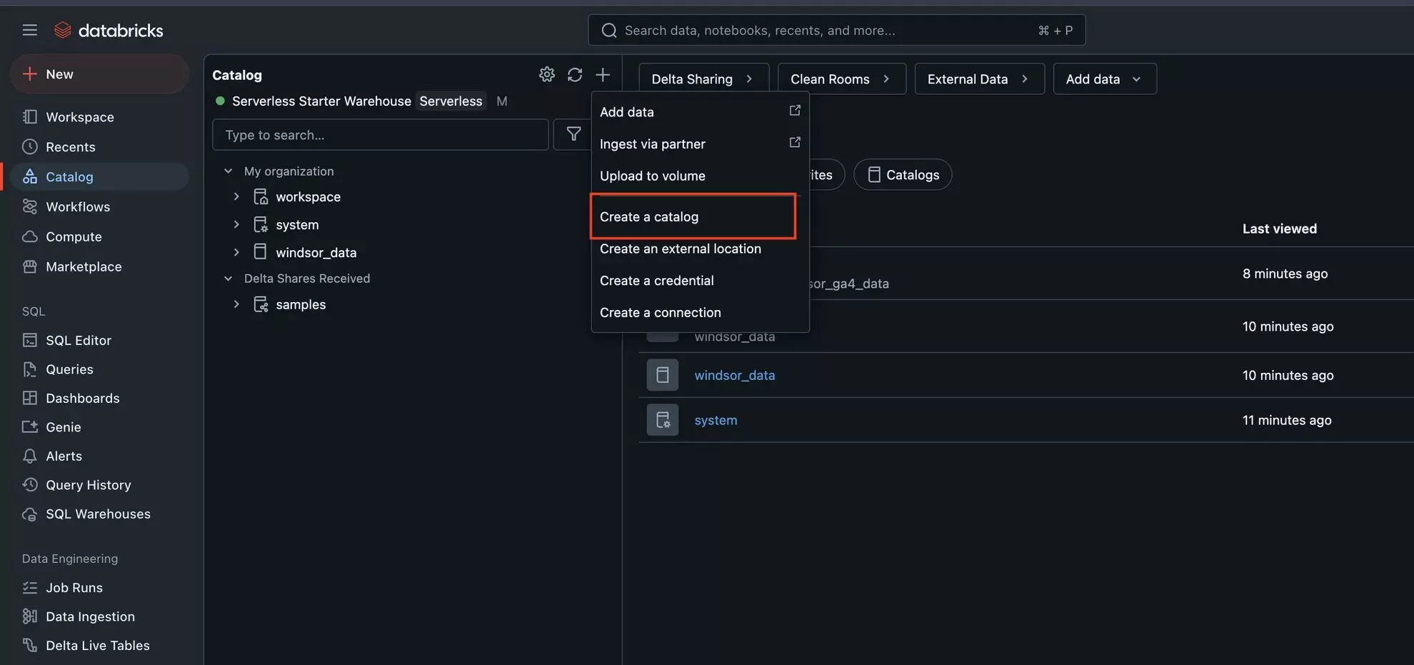 Create Catalog in Databricks