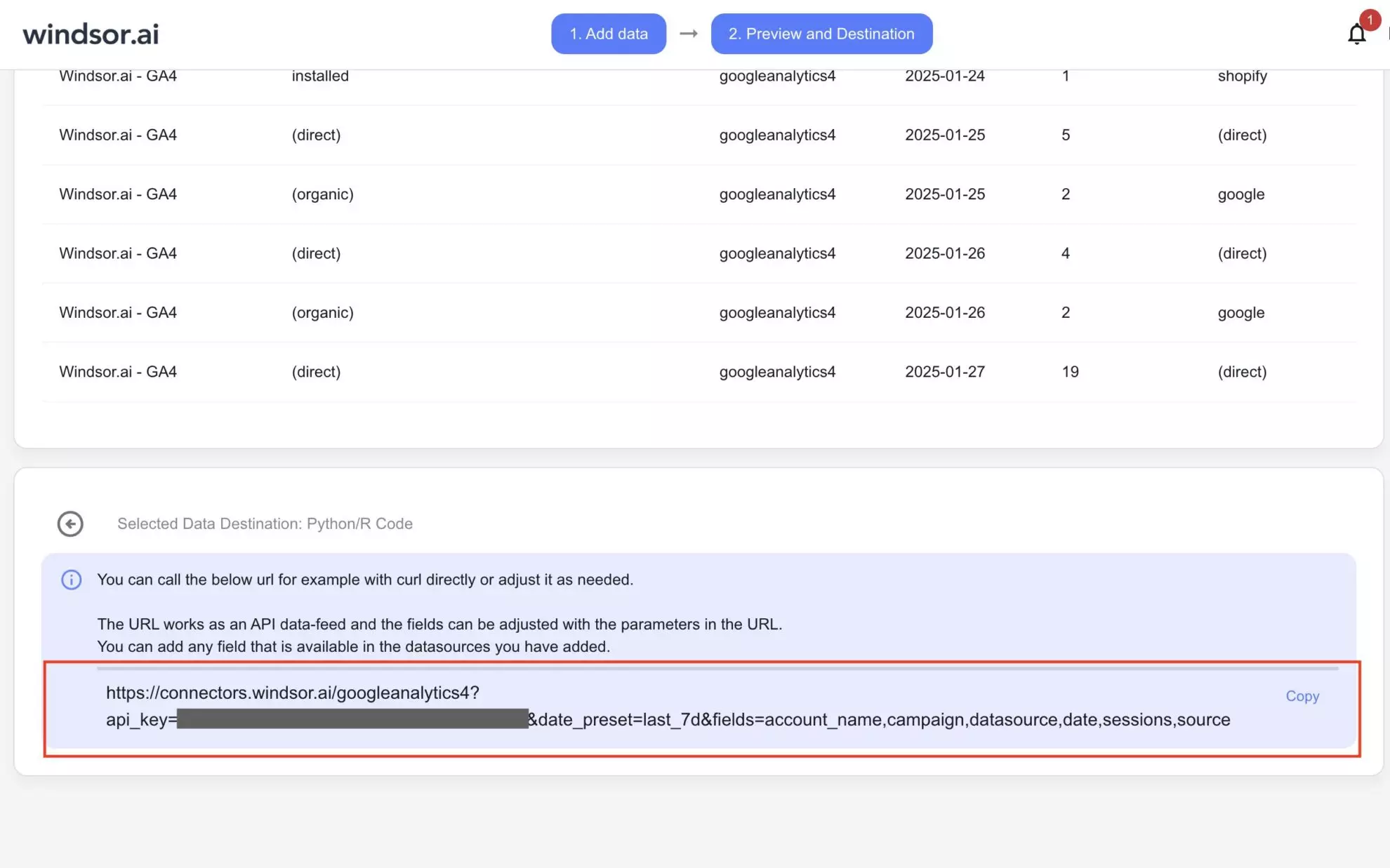 api key for python windsor.ai