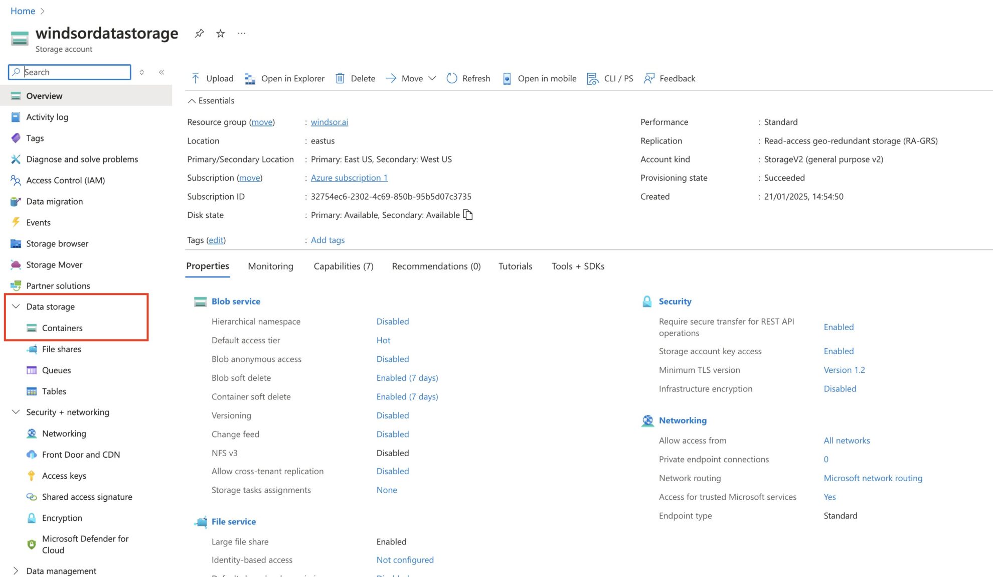 create a container in azure blob