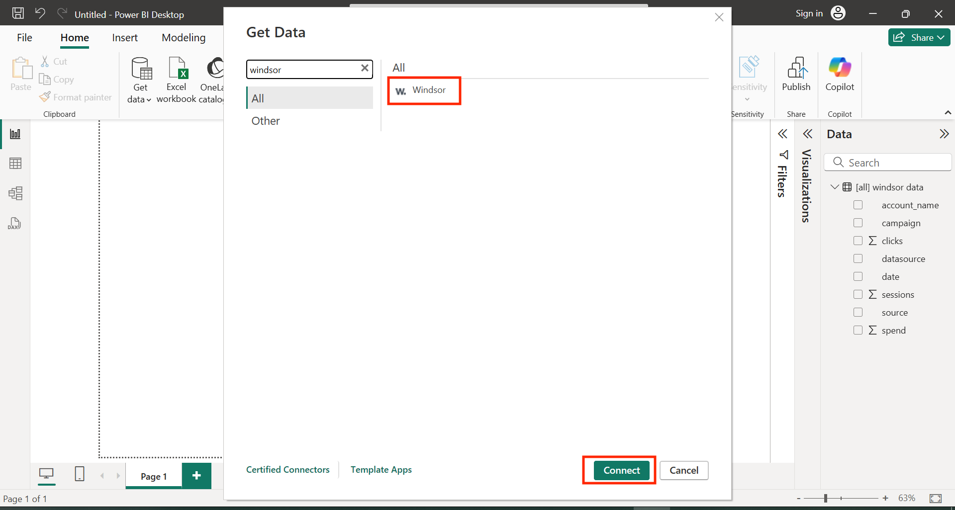 windsor.ai connector for power bi