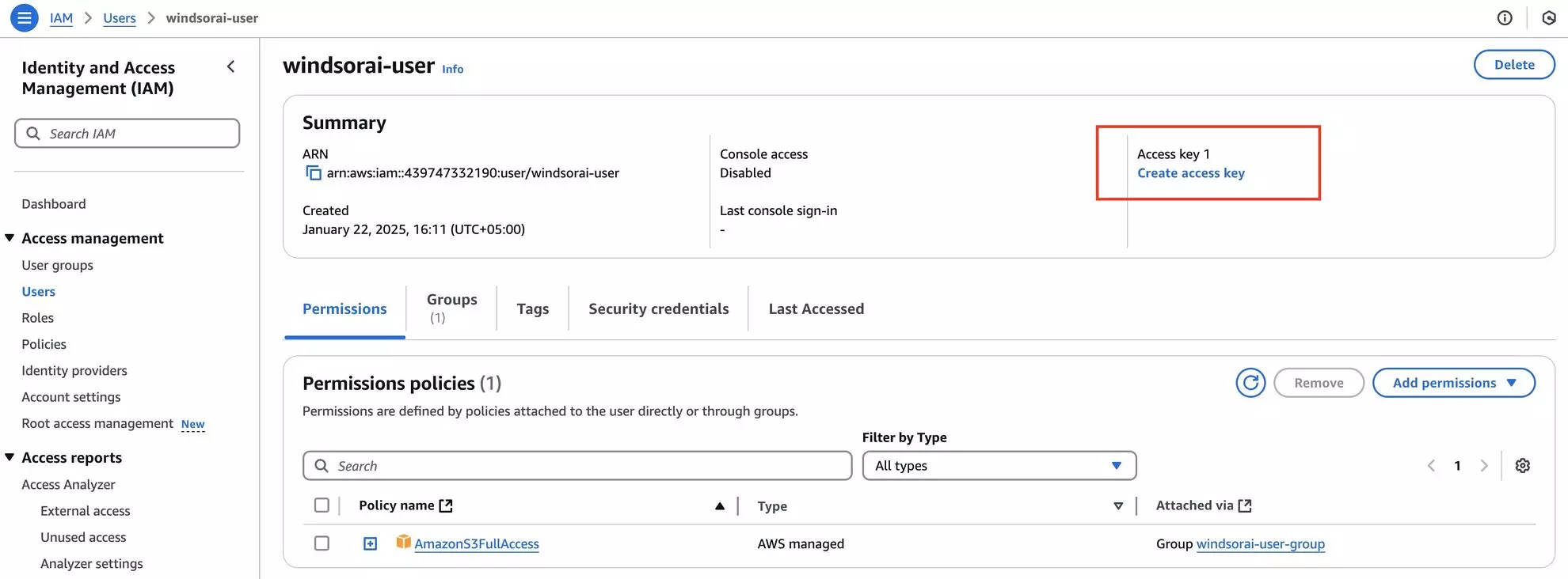 amazon s3 access key