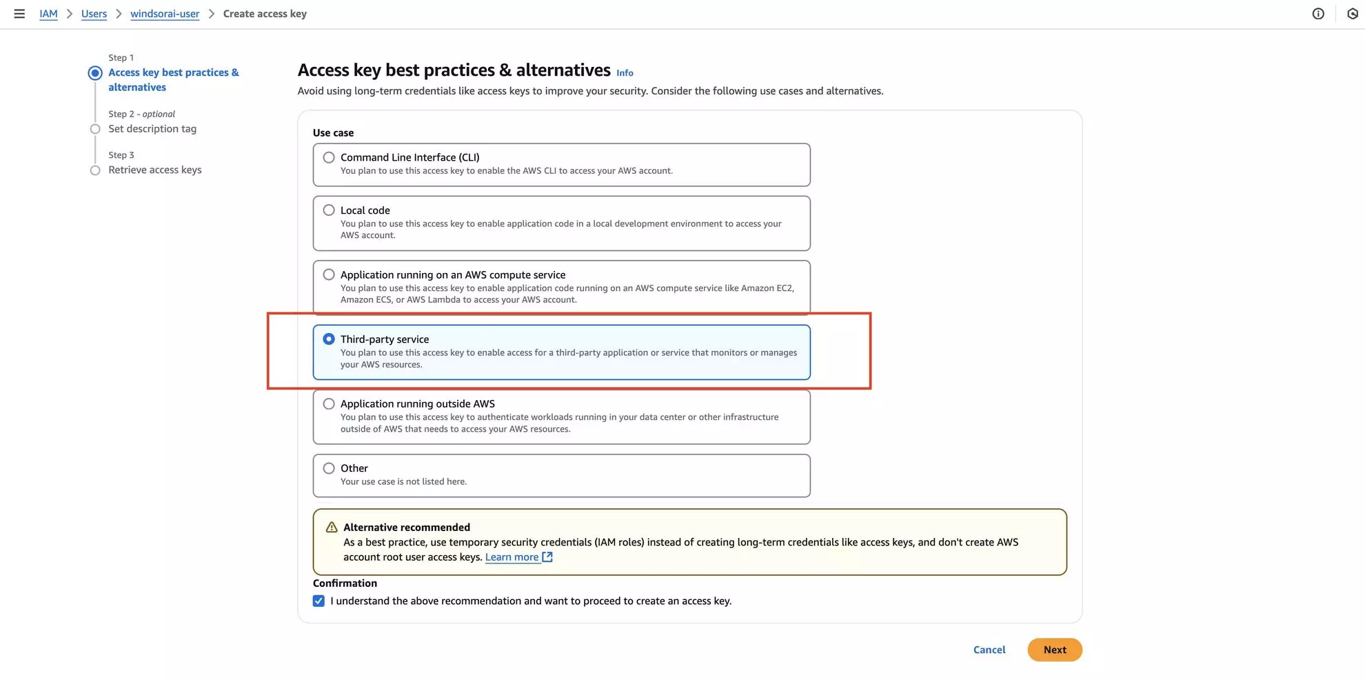 third-party access key amazon s3