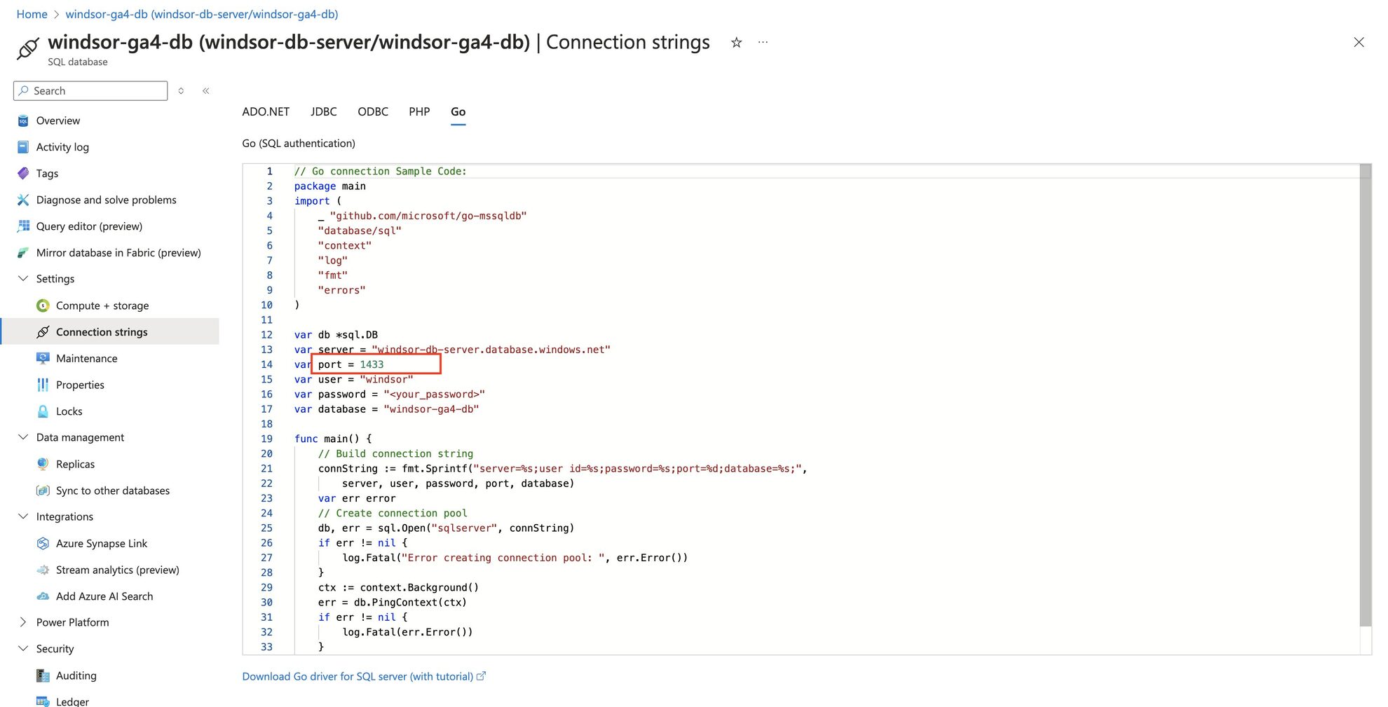 Azure SQL port