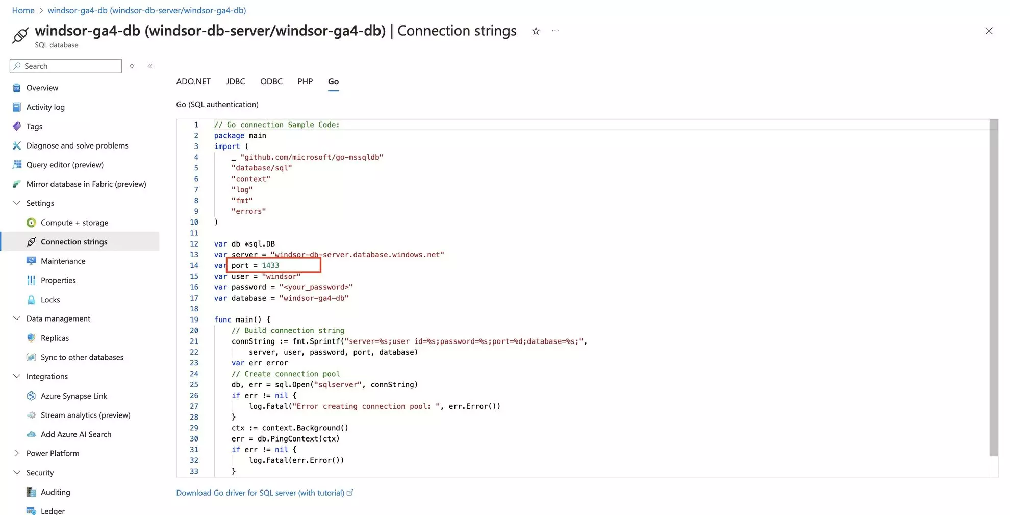 Azure SQL port
