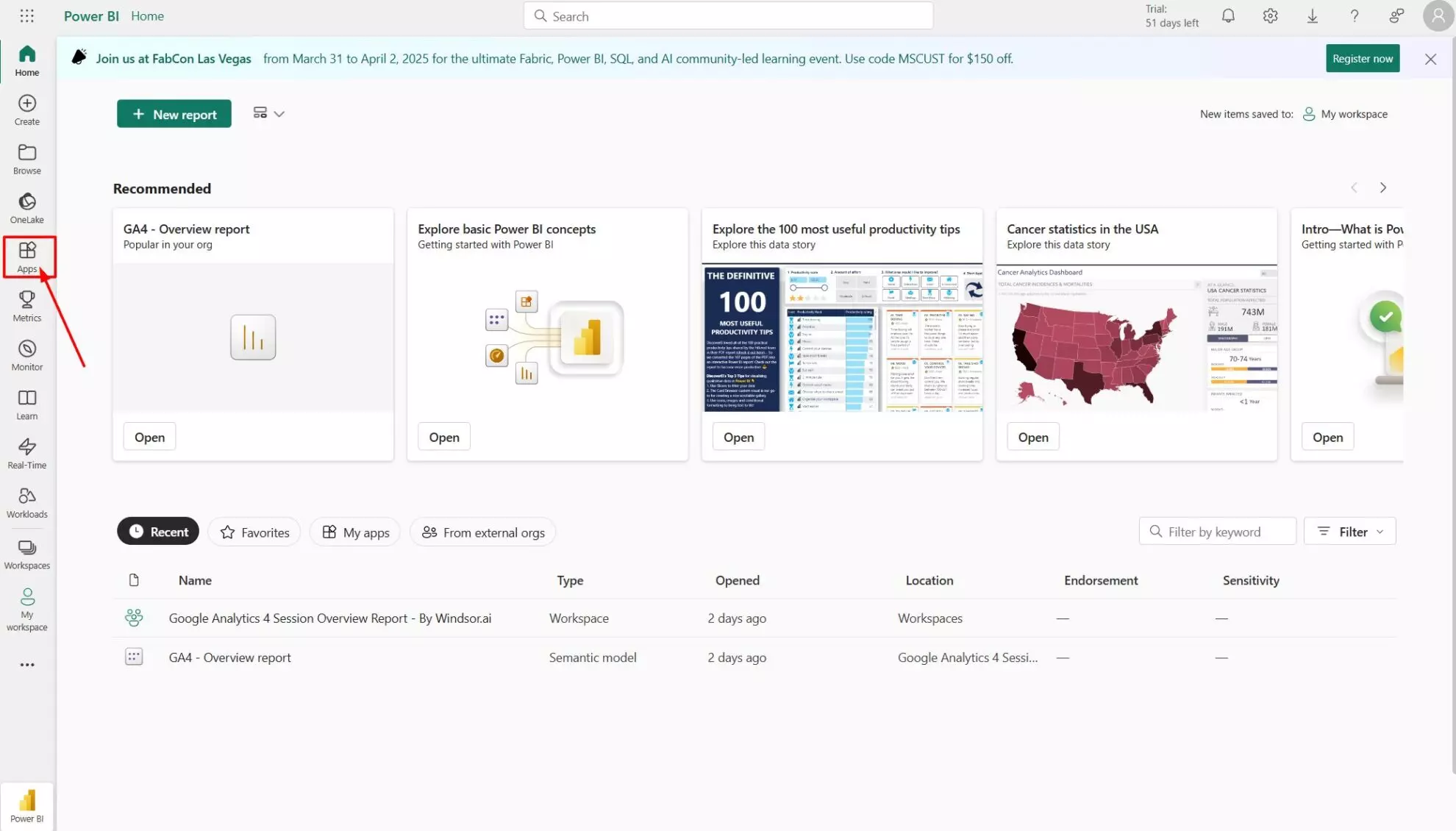 apps in Power BI