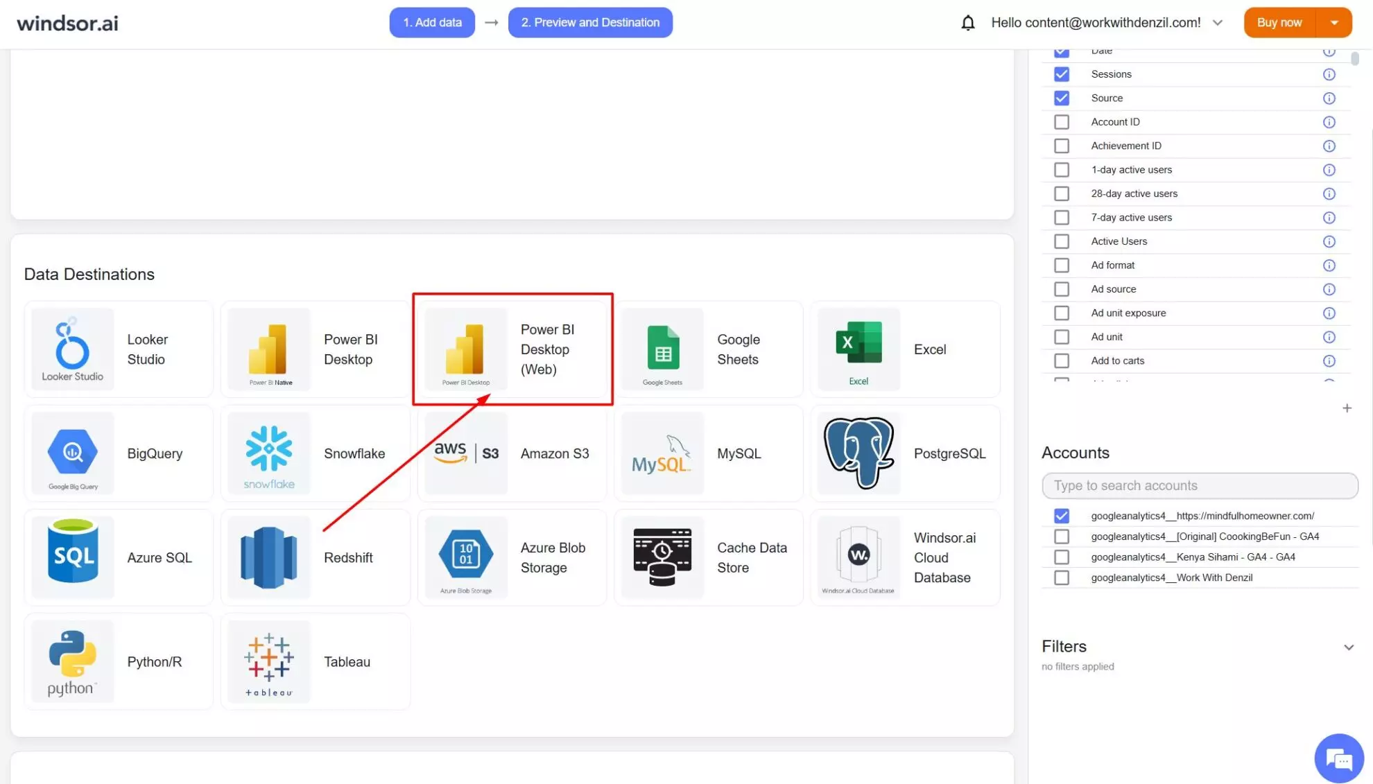 power bi integration windsor.ai