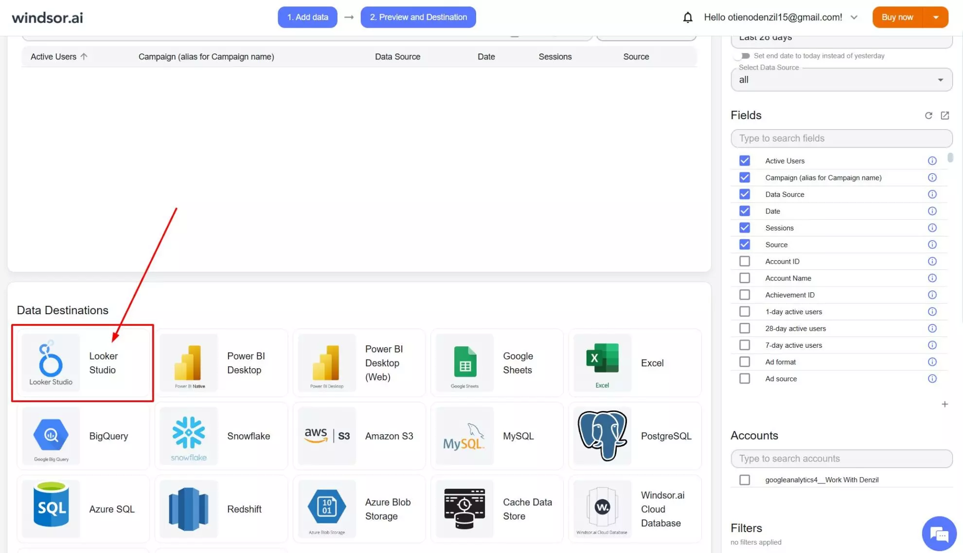 looker studio integration windsor.ai