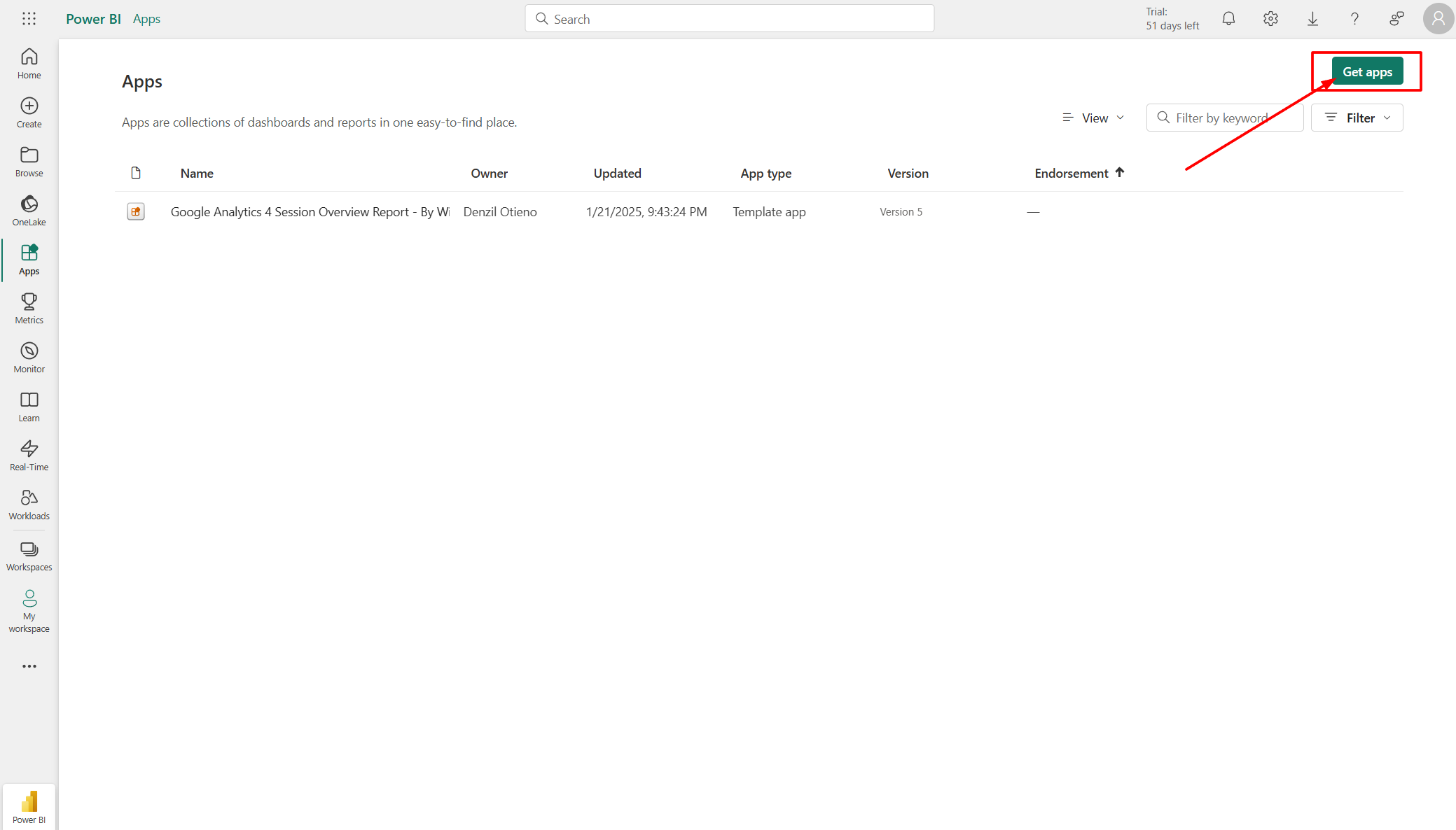 get apps power bi