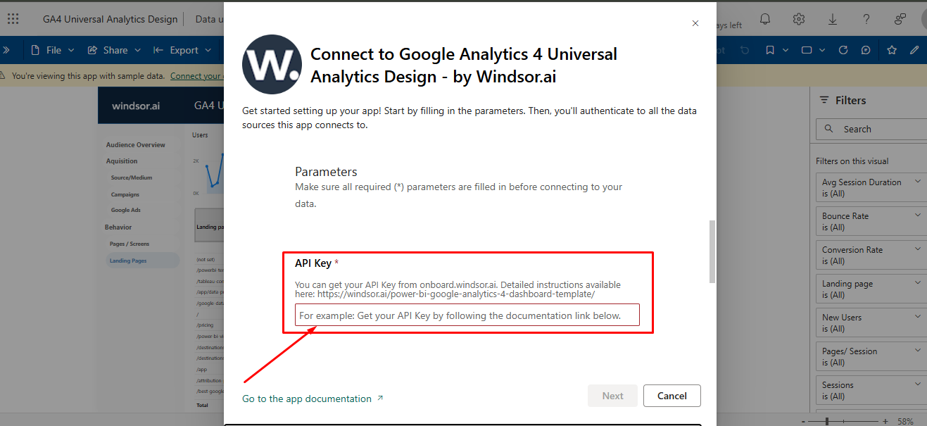 api key for power bi windsor.ai
